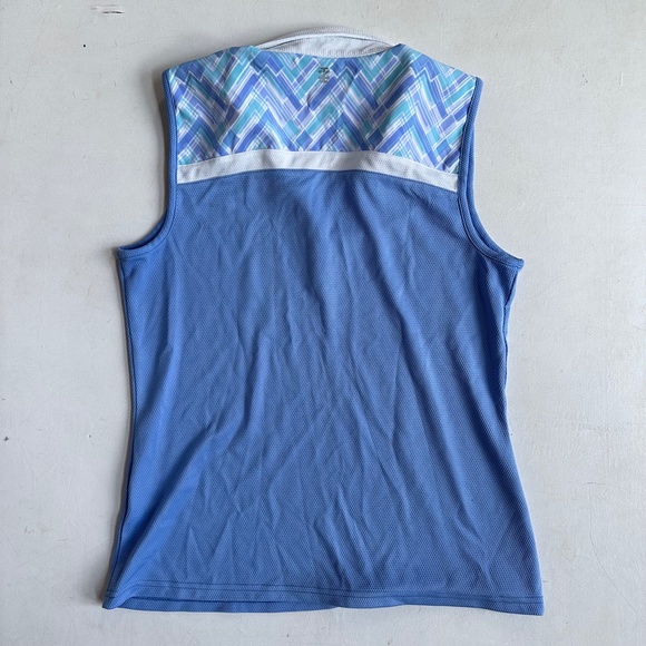 Izod Golf Blue Sleeveless Polo Shirt - Picture 5 of 5